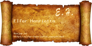 Elfer Henrietta névjegykártya
